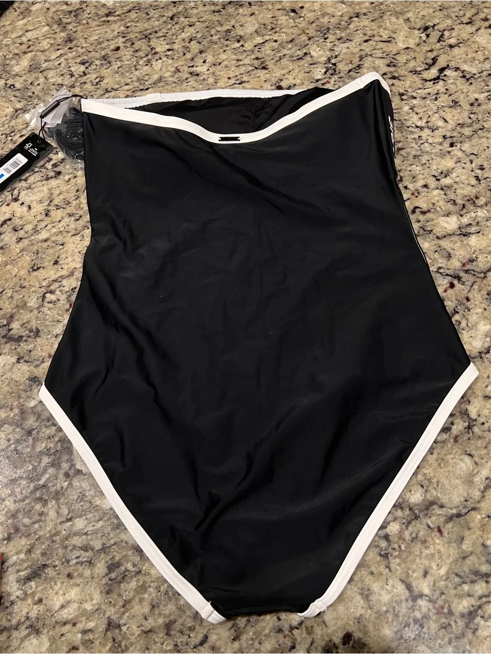 Karl Lagerfeld Black One-Piece Swimsuit with White Trim - Picture 3 of 4